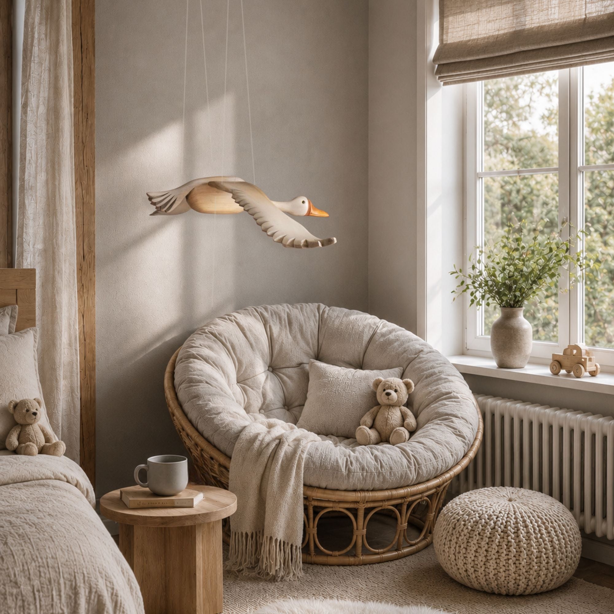 Handcrafted Wooden Goose Nursery Mobile