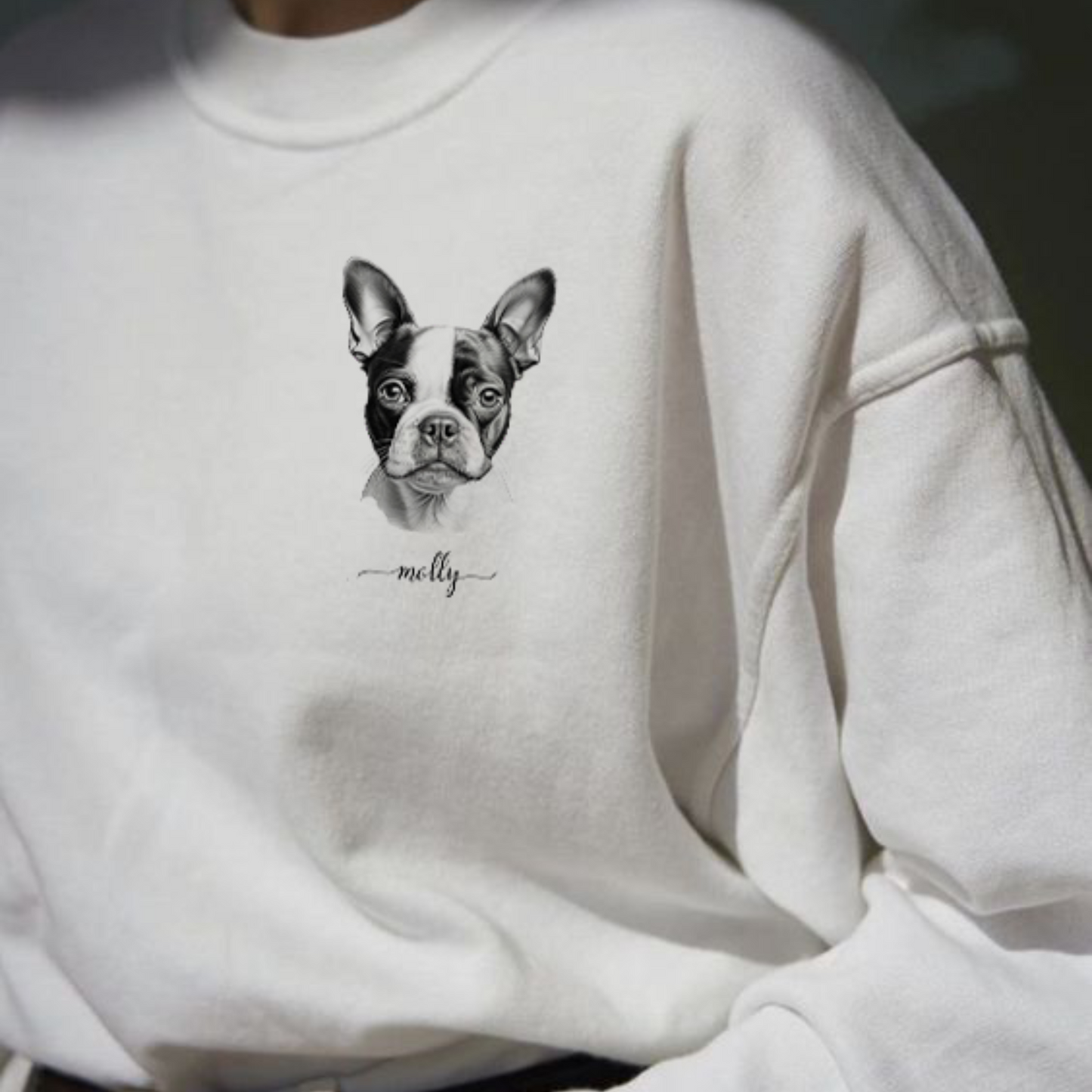 Personalized Boston Terrier Pocket Design Sweatshirt (Light)