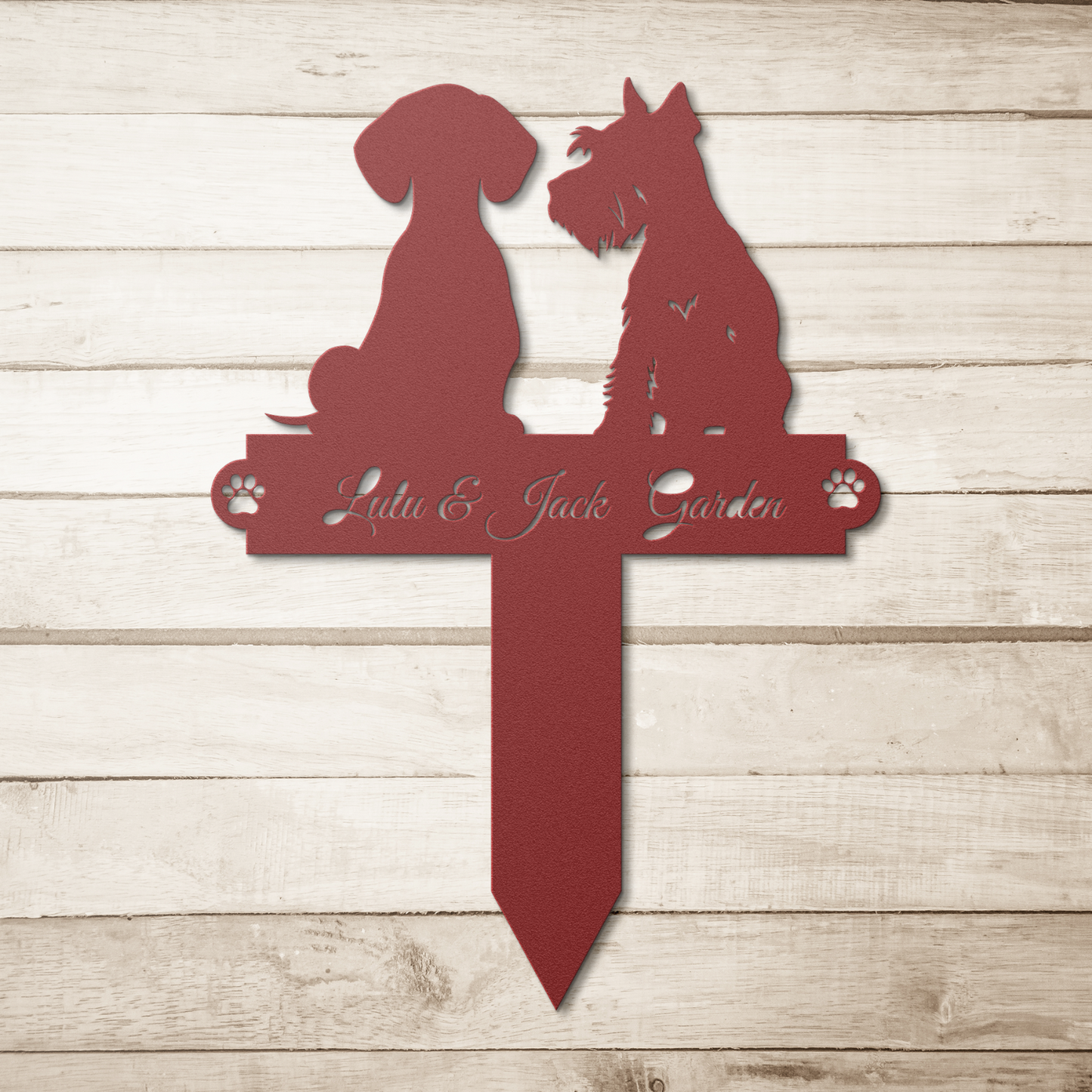 Custom 2 Dogs Garden Steak Metal Sign