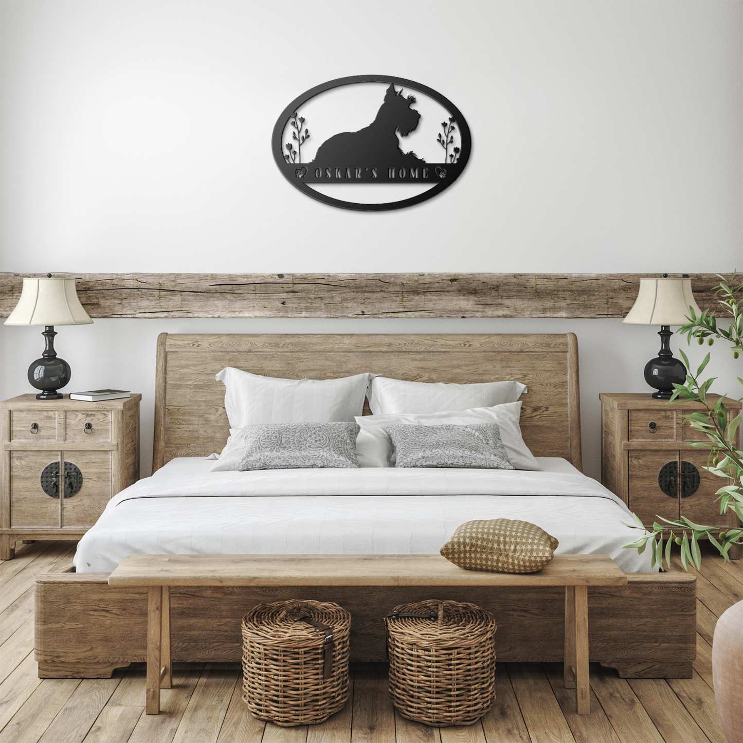 Custom Schnauzer Laying Down Oval Metal Sign