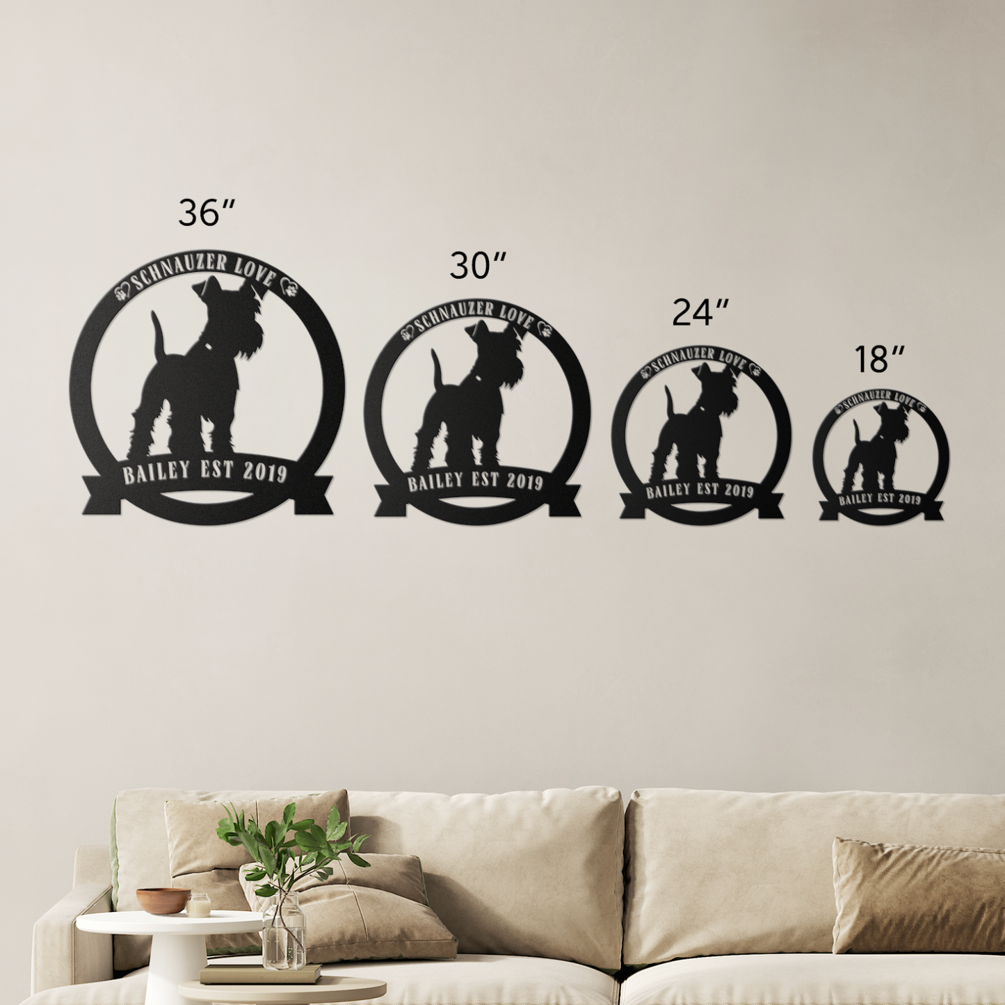 Custom Schnauzer Round Metal Sign