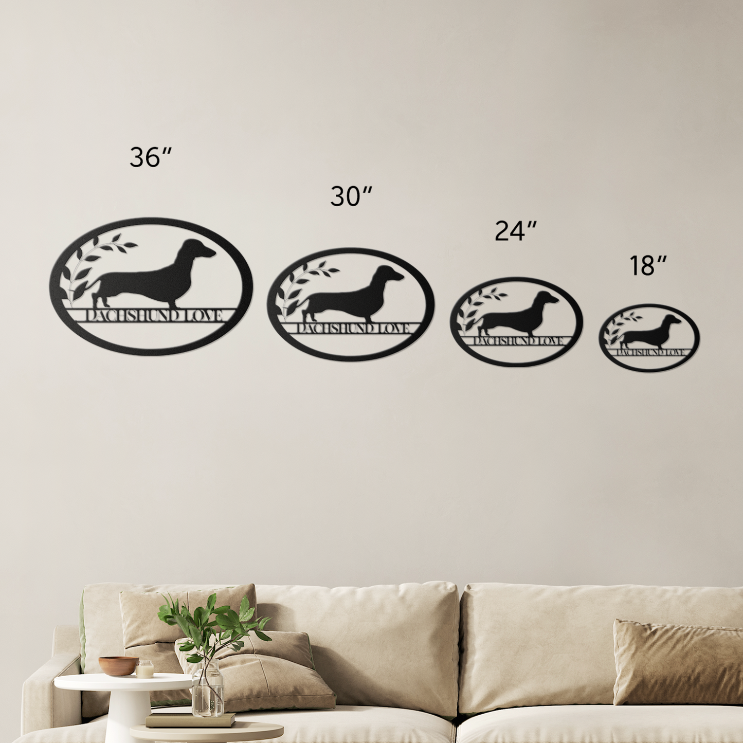 Dachshund Love Oval Metal Sign