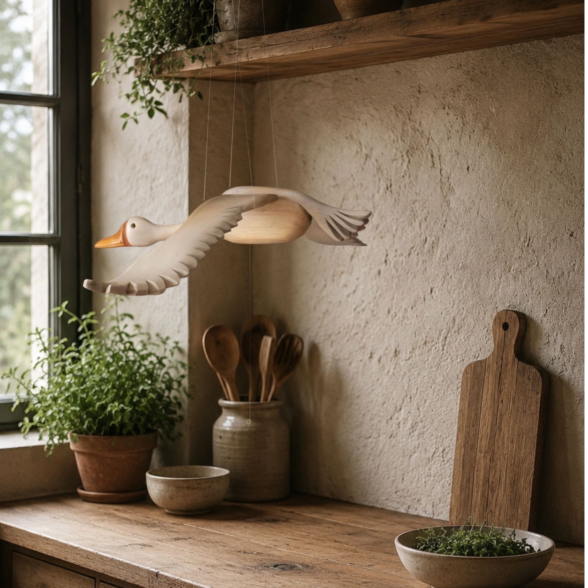 Hand-Carved Goose Mobile