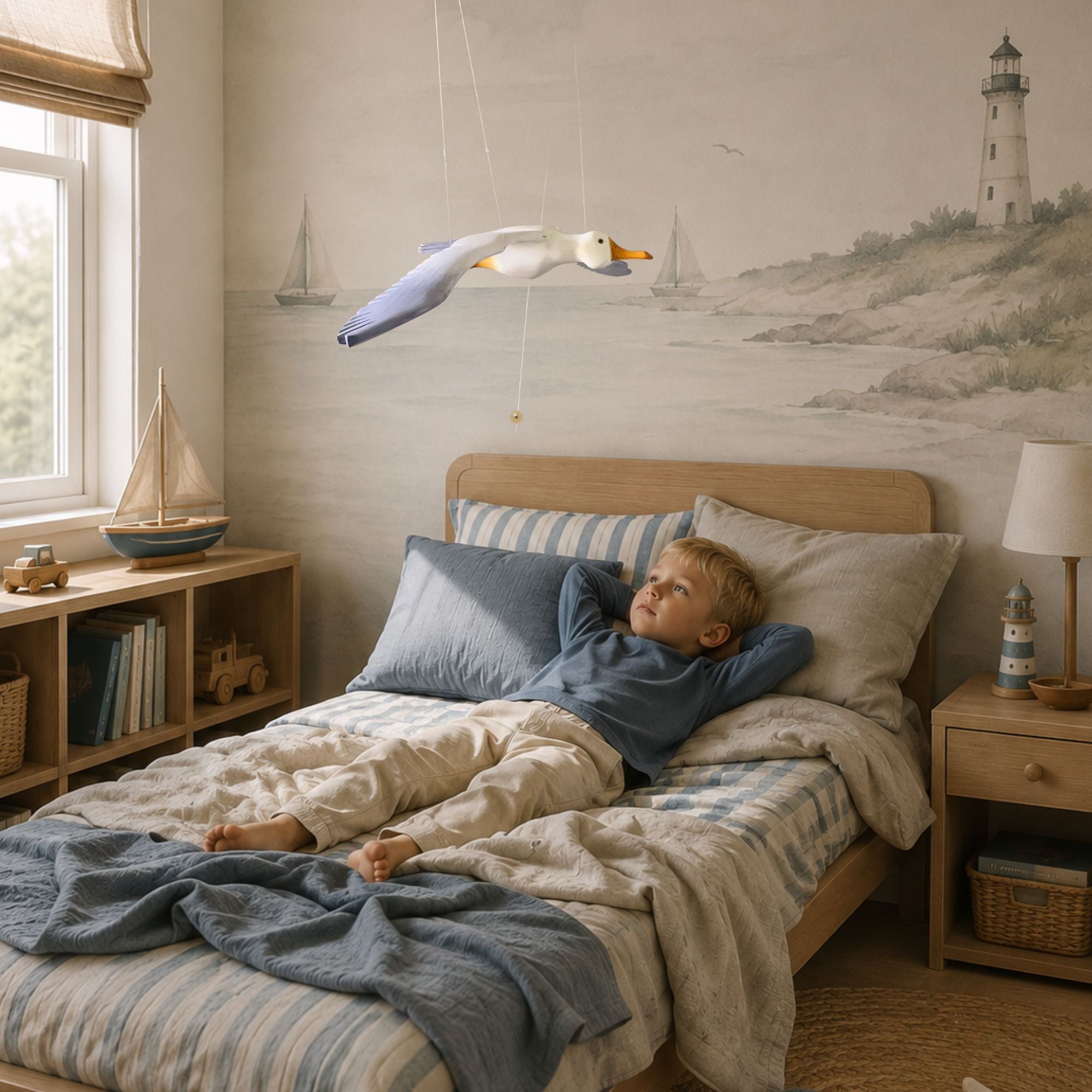 Handcrafted Nursery Seagull Mobile