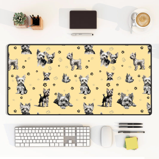 Yorkie Dog Desk Mat Yellow