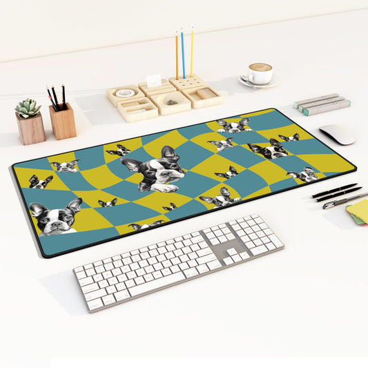 Funky Boston Desk Mat Teal & Chartreuse