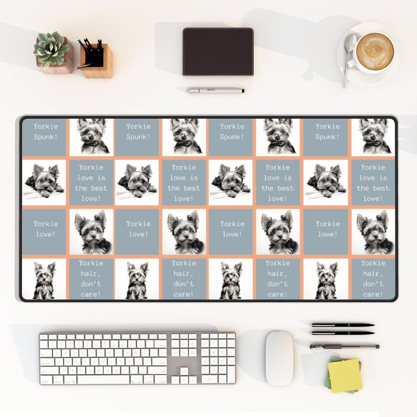 Yorkie Grid Desk Mat