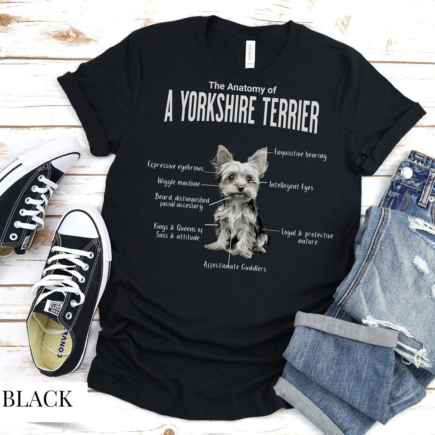 Yorkshire Terrier Anatomy T-Shirt (Dark Tones)