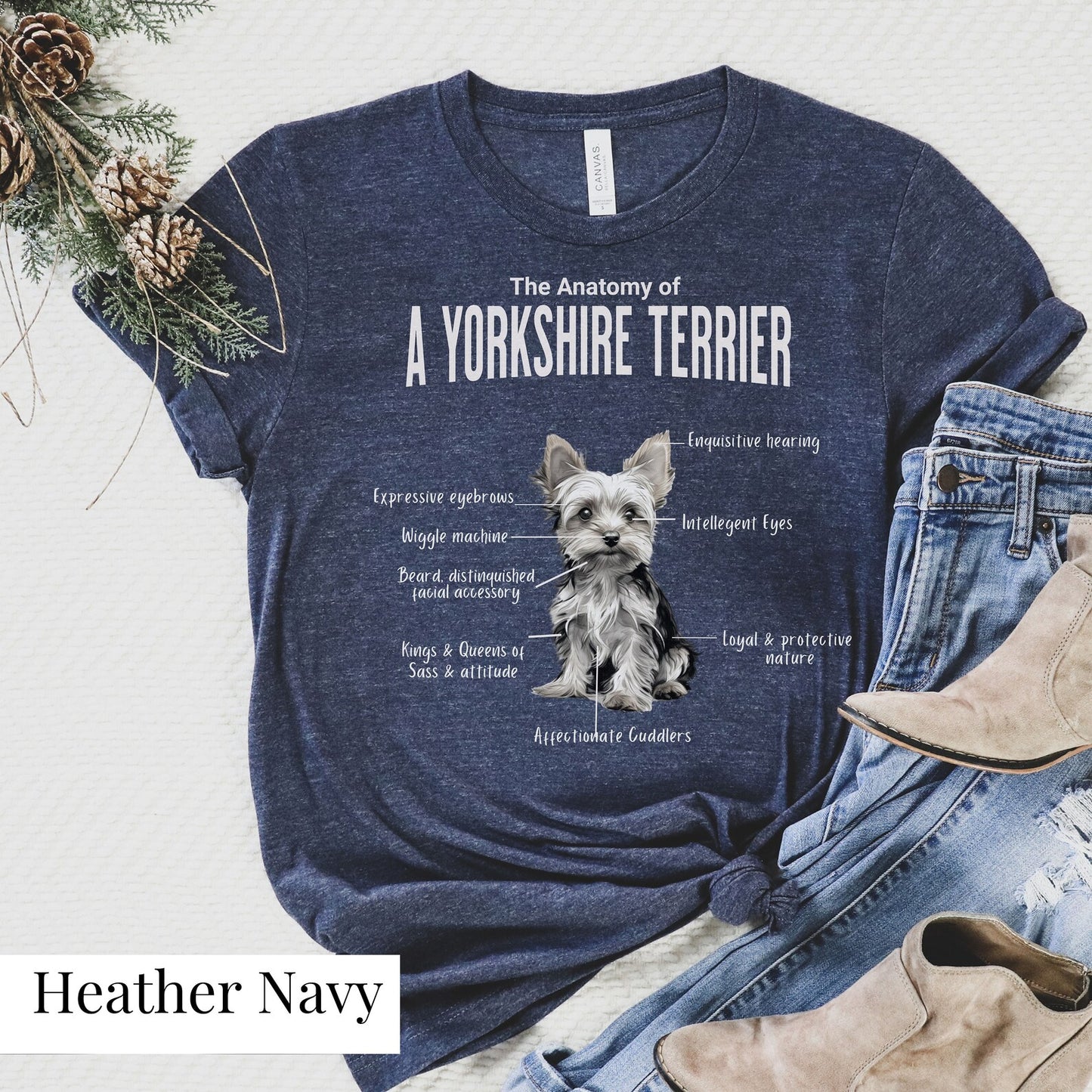 Yorkshire Terrier Anatomy T-Shirt (Dark Tones)