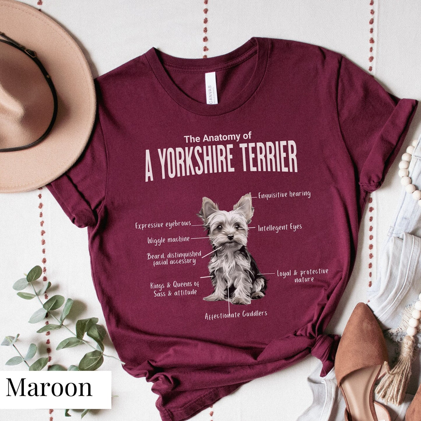 Yorkshire Terrier Anatomy T-Shirt (Dark Tones)