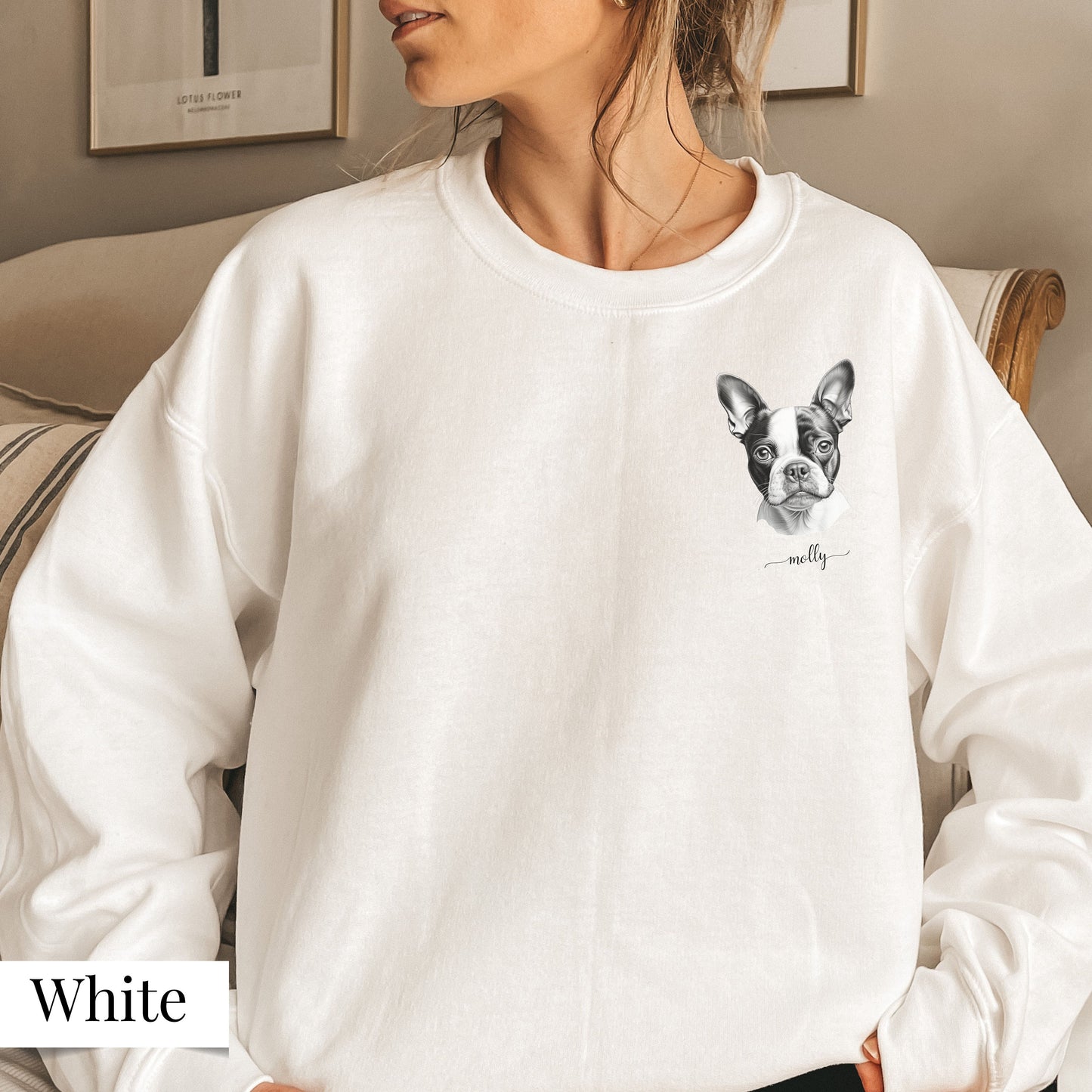 Personalized Boston Terrier Pocket Design Sweatshirt (Light)