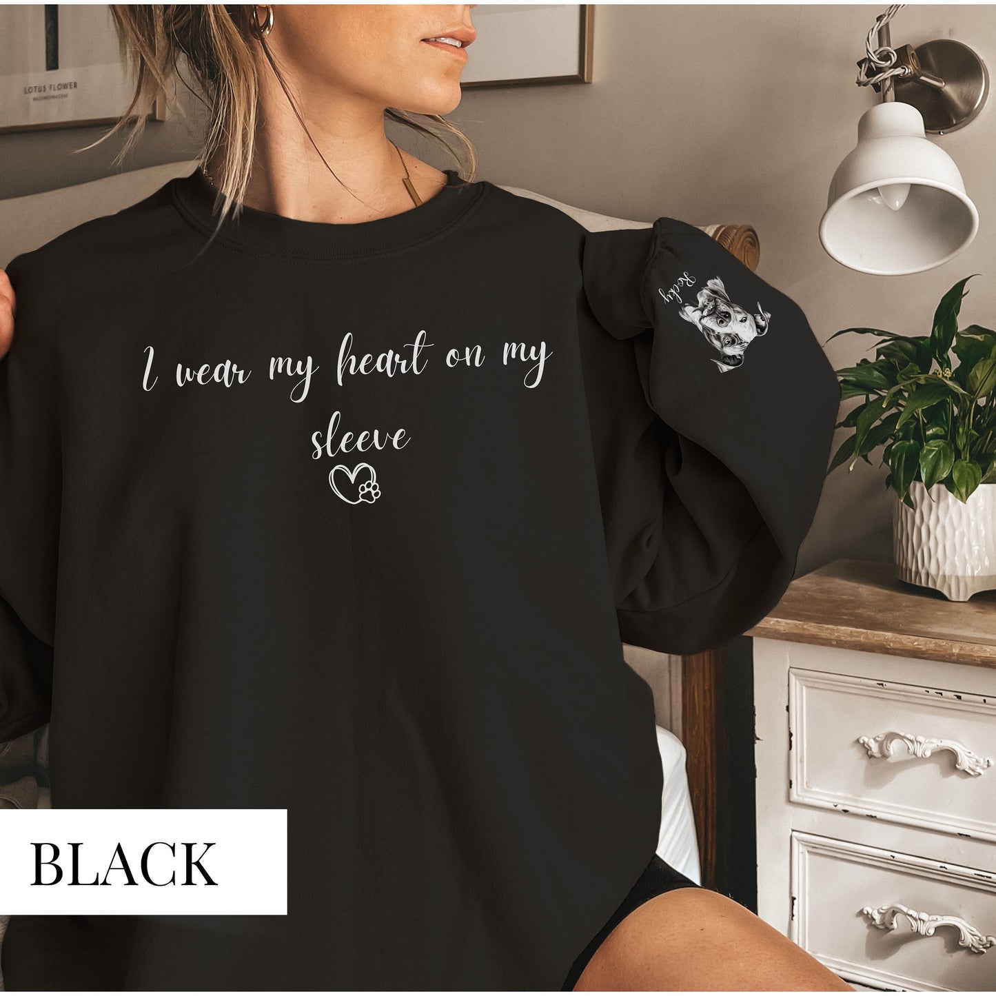 Personalised Sleeve Dog Mama Sweatshirt (Dark)