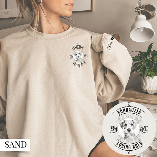 Personalised Sleeve Schnauzer Unisex Dog Sweatshirt (Light)