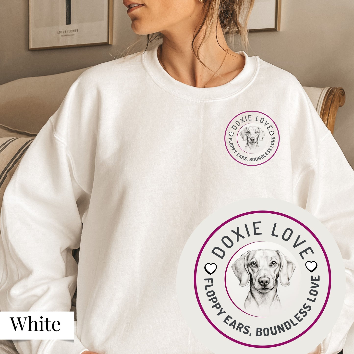 Personalised Sleeve Dachshund Love Unisex Dog Sweatshirt