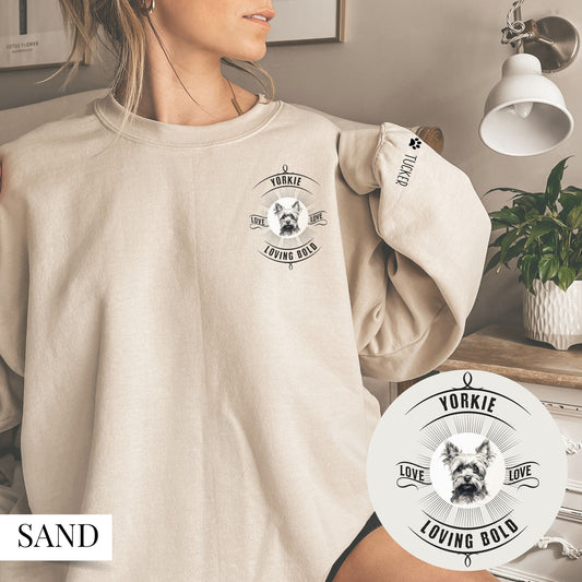 Personalised Sleeve Yorkie Unisex Dog Sweatshirt