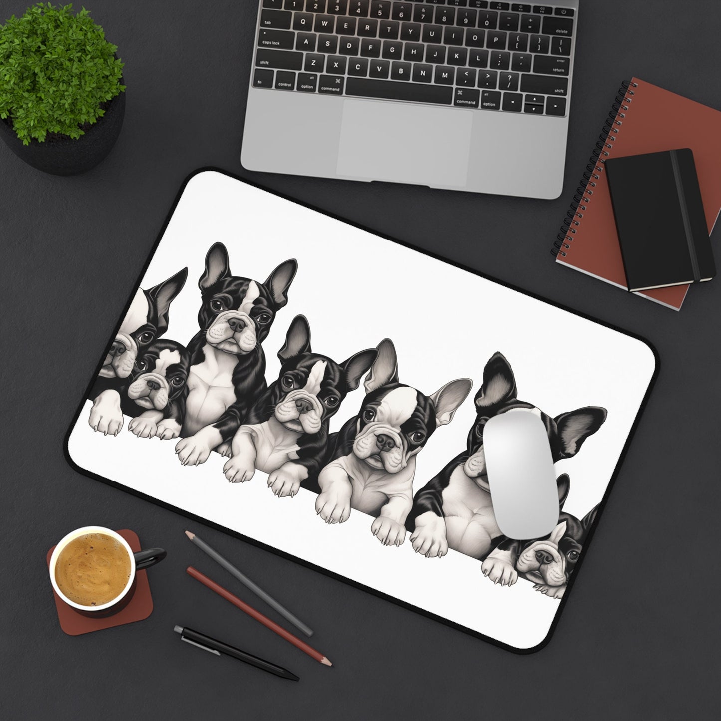 Boston Terrier Desk Mat Pups