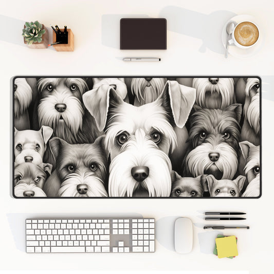 Schnauzer Desk Mat Large Print B&W