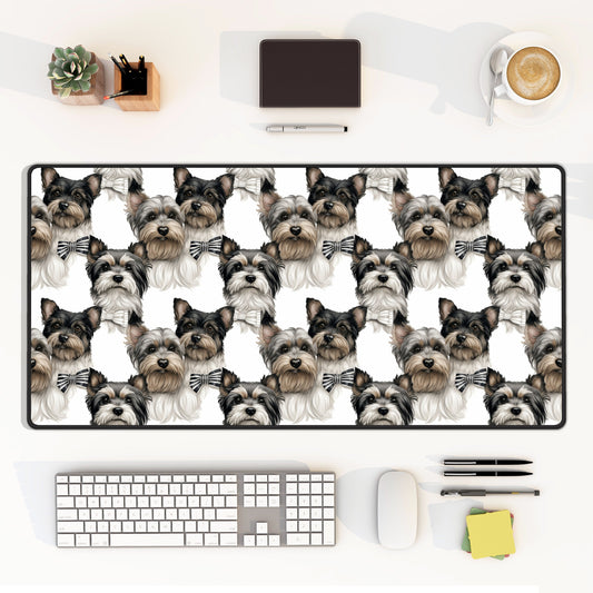 Yorkie Dog Desk Mat Bowtie