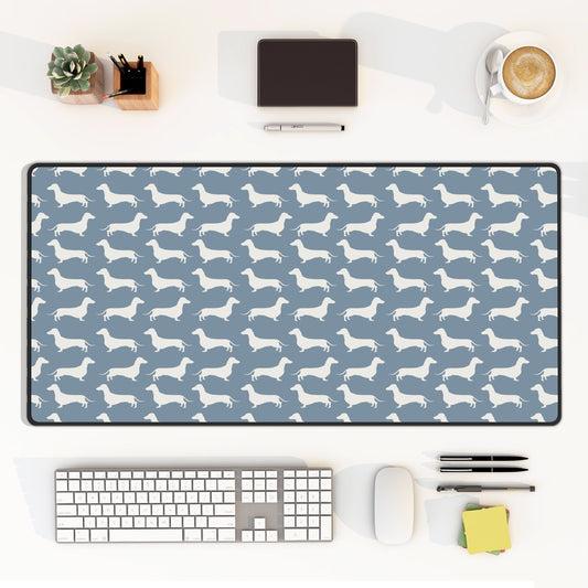 Dachshund Blue Repeat Desk Mat