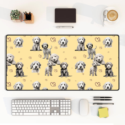 Goldendoodle Desk Mat Yellow