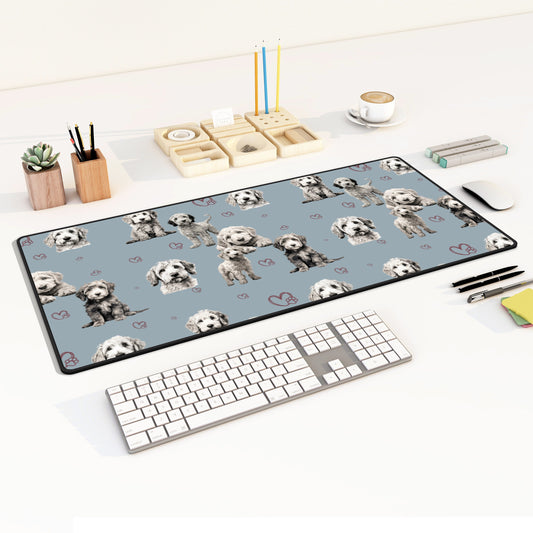 Goldendoodle Desk Mat Blue