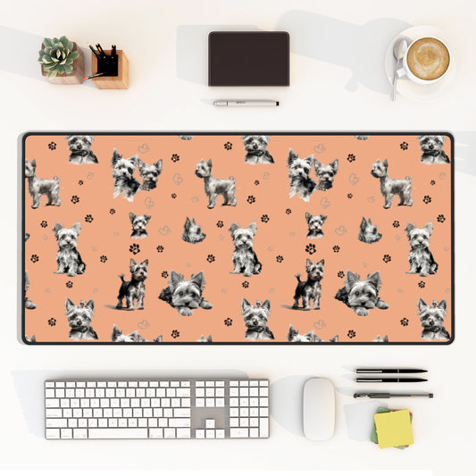 Yorkie Dog Desk Mat Peach