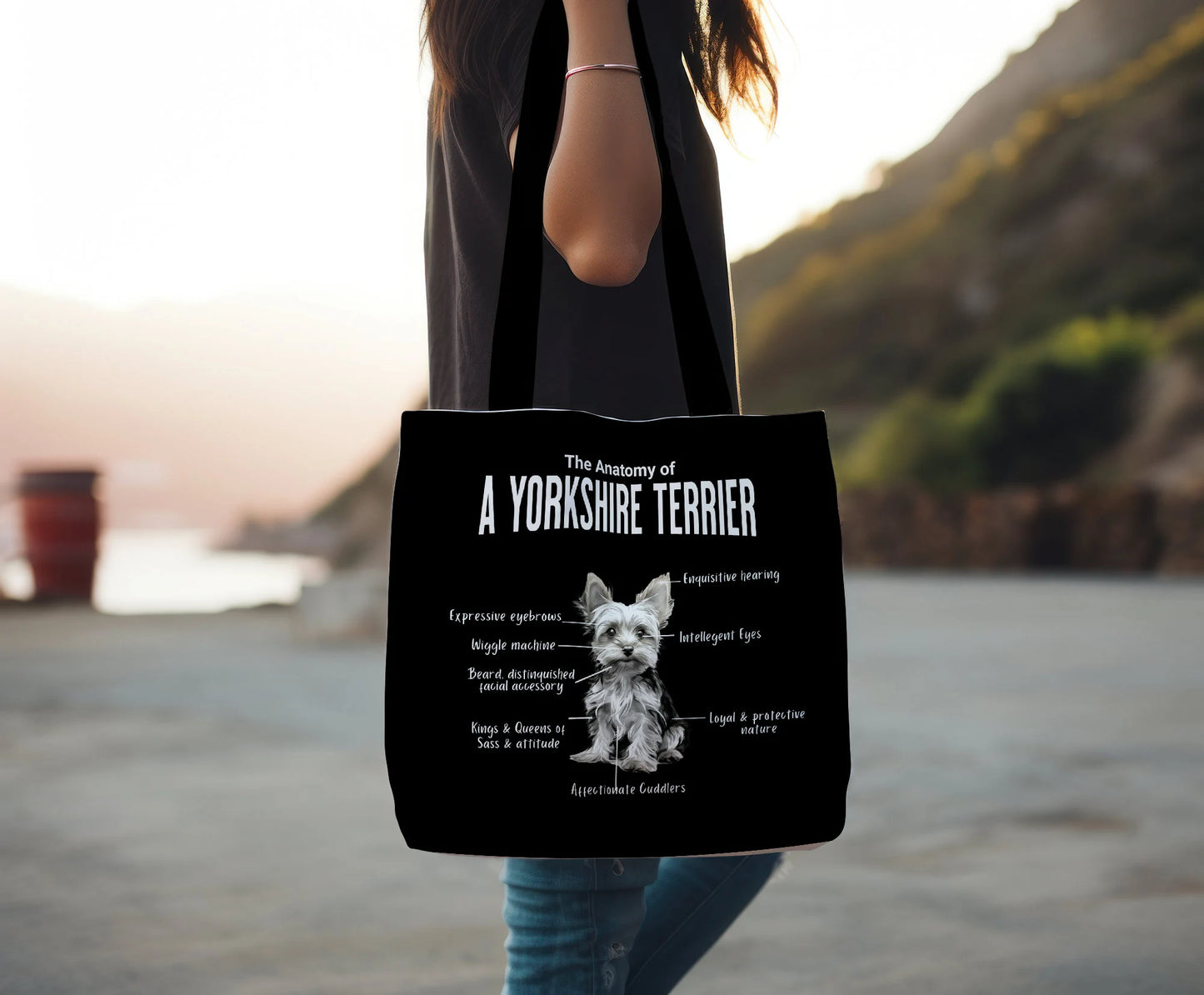 Yorkie Anatomy Tote Bag (Black)