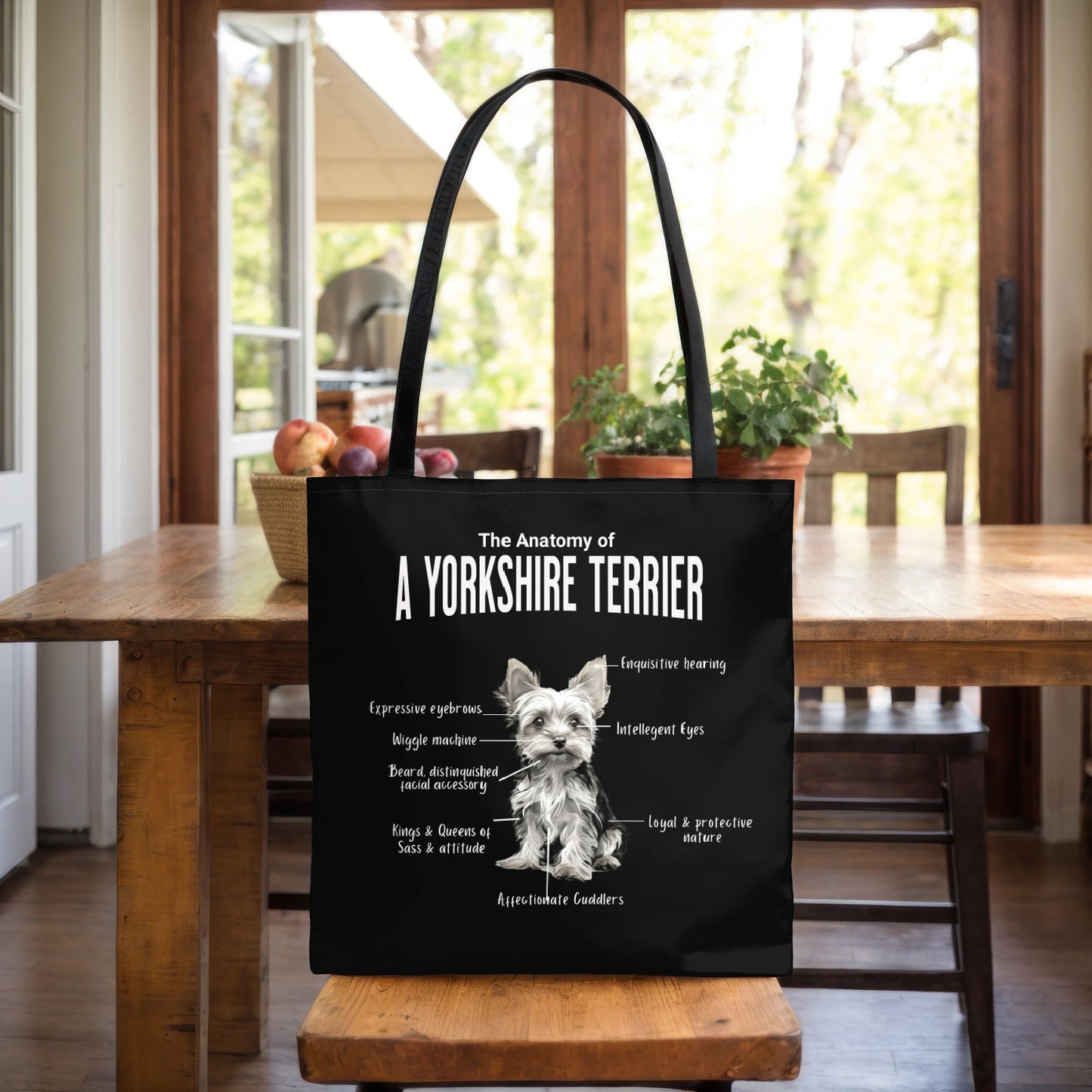 Yorkie Anatomy Tote Bag (Black)