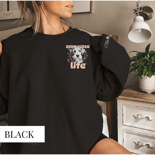 Personalized Sleeve Schnauzer Life Sweatshirt