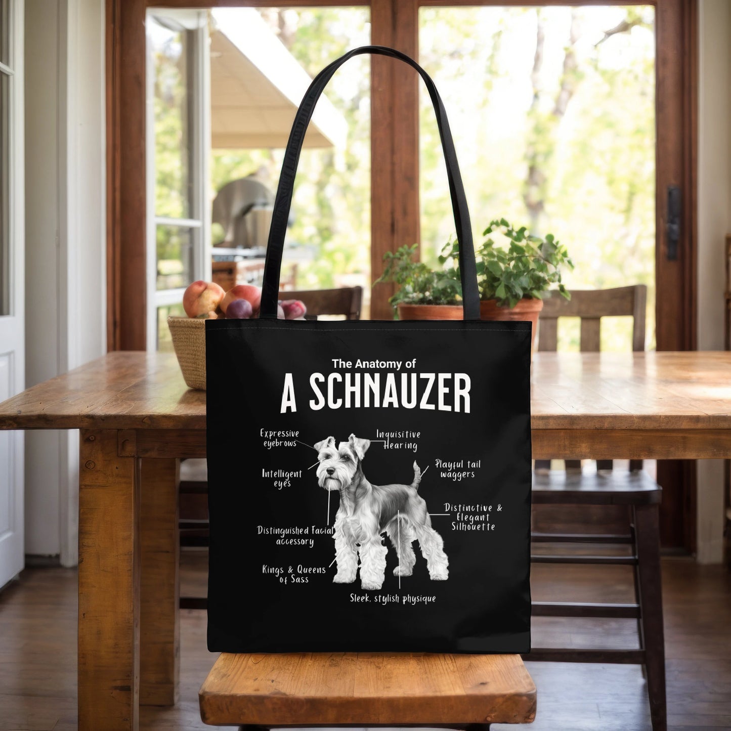 Schnauzer Anatomy Tote Bag (Black)