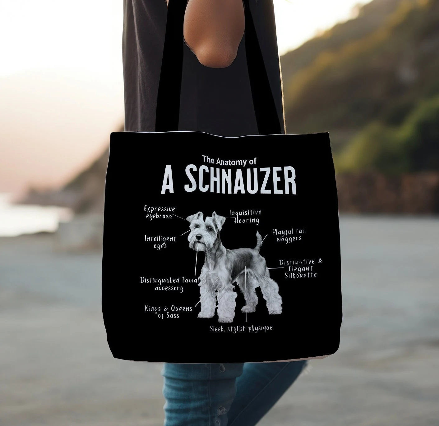 Schnauzer Anatomy Tote Bag (Black)