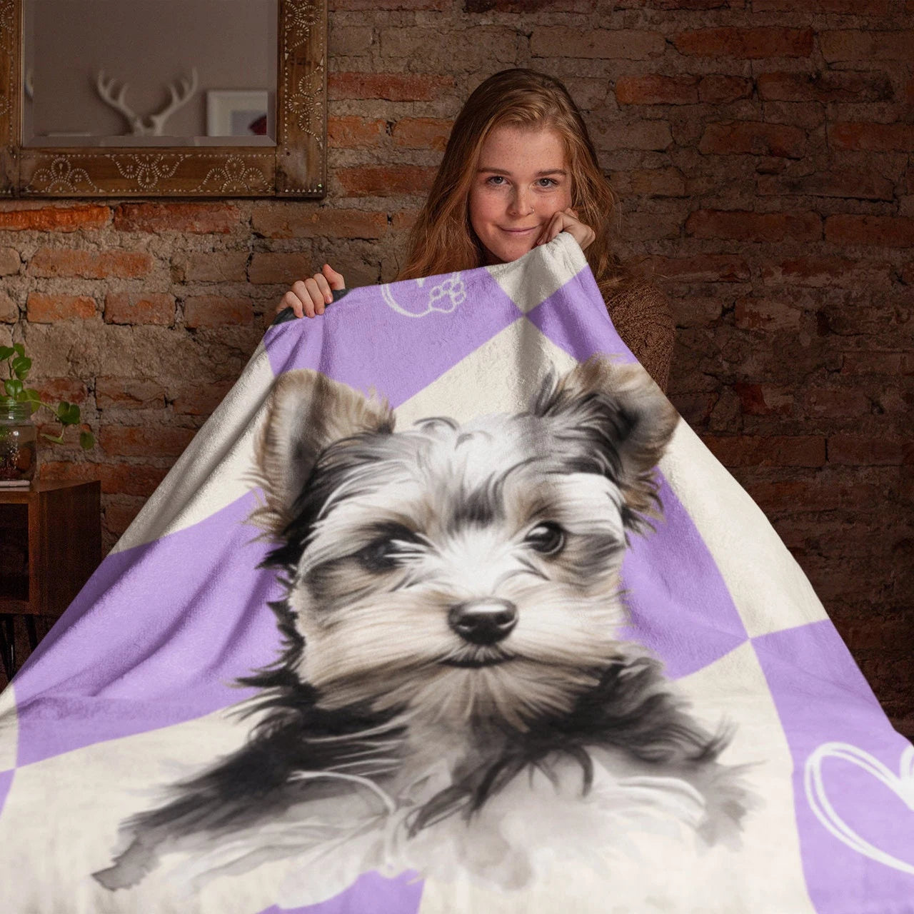 Yorkie Retro Blanket