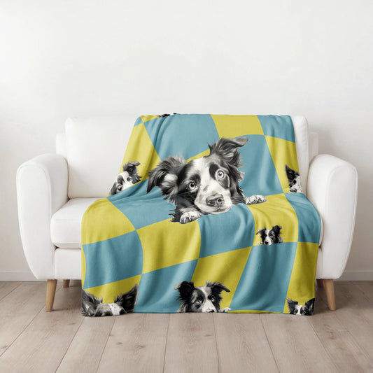 Funky Australian Shepherd Blanket (Blue)