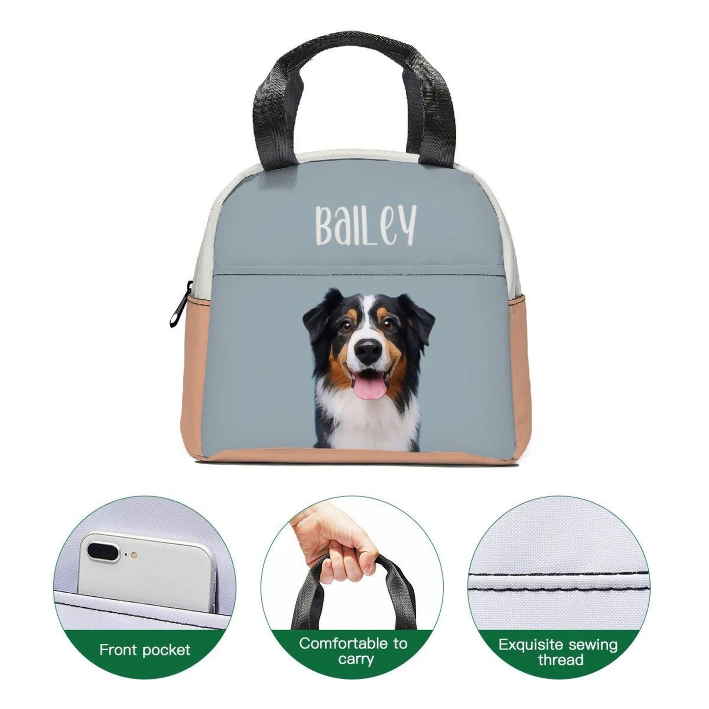 Personalised Minimalist Photo Doggie Day Care Lunch Bag