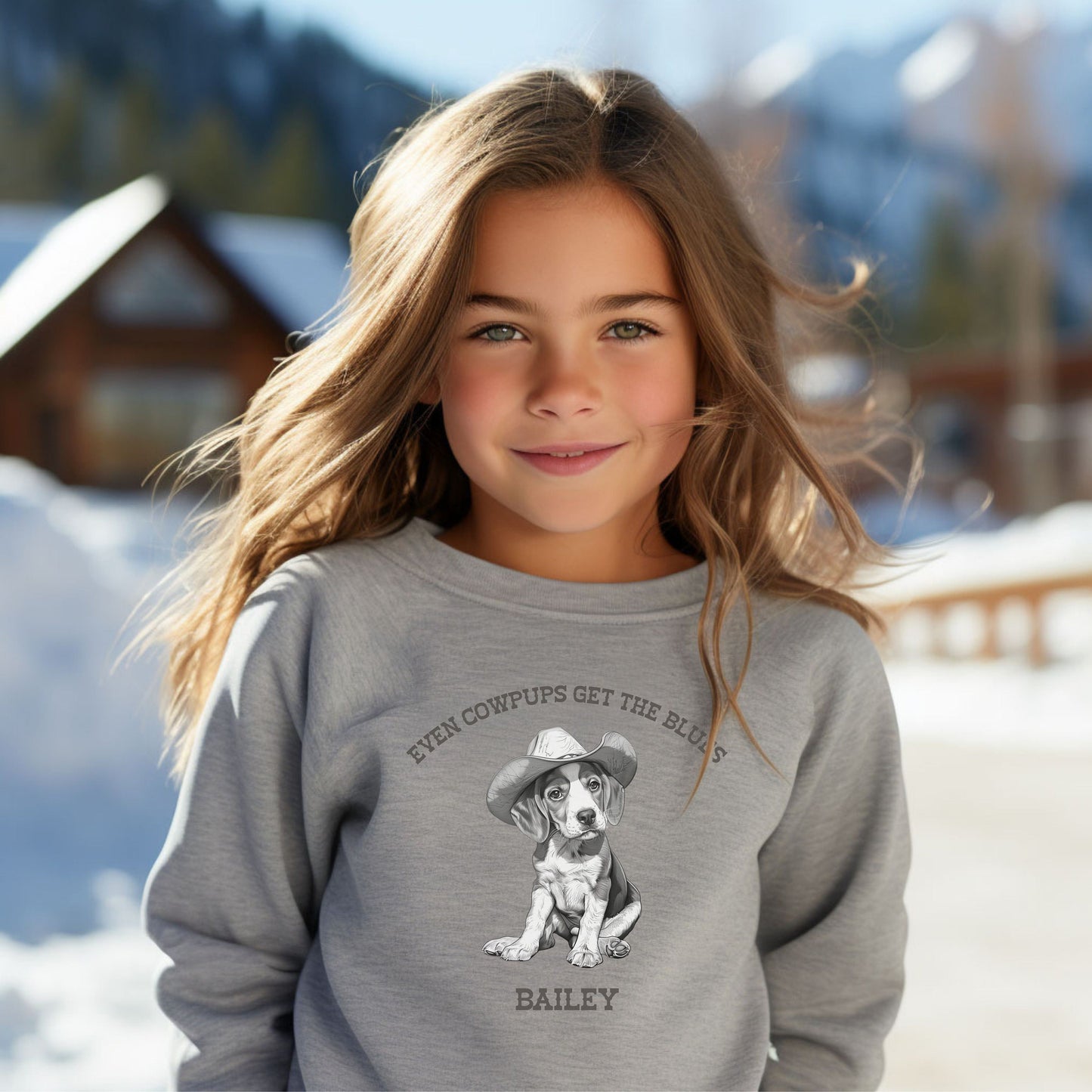 Personalised Mommy and Me Beagle Cowboy Sweatshirt