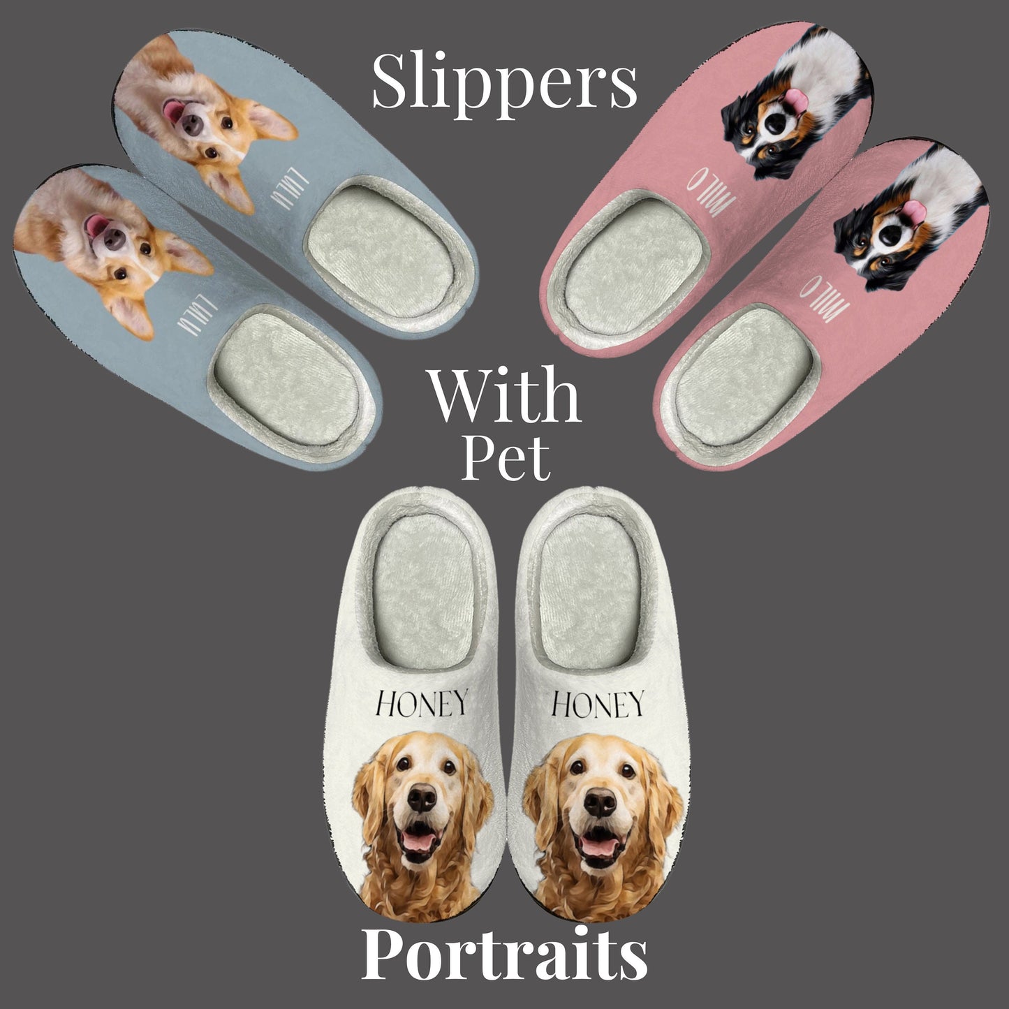 Personalised Slippers With Pet Portrait