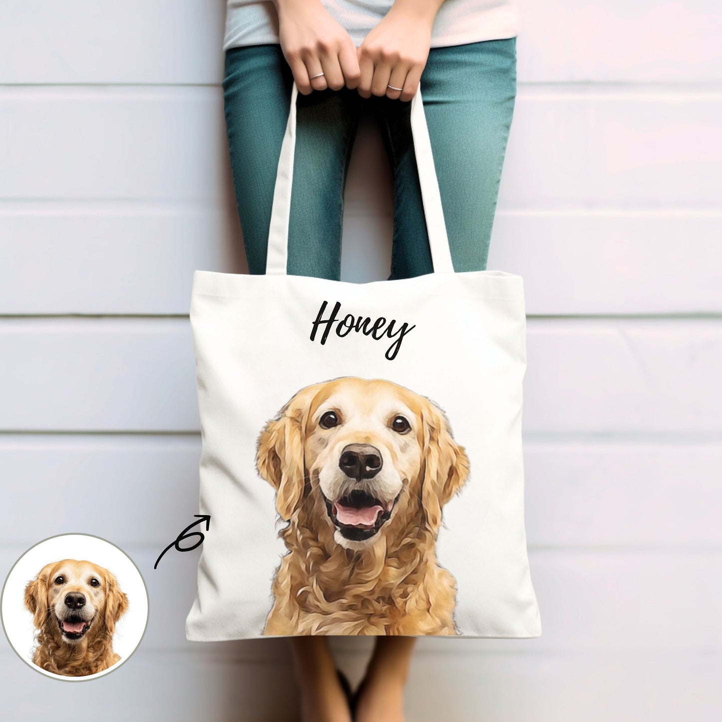 Personalized Watercolor Portrait Tote Bag