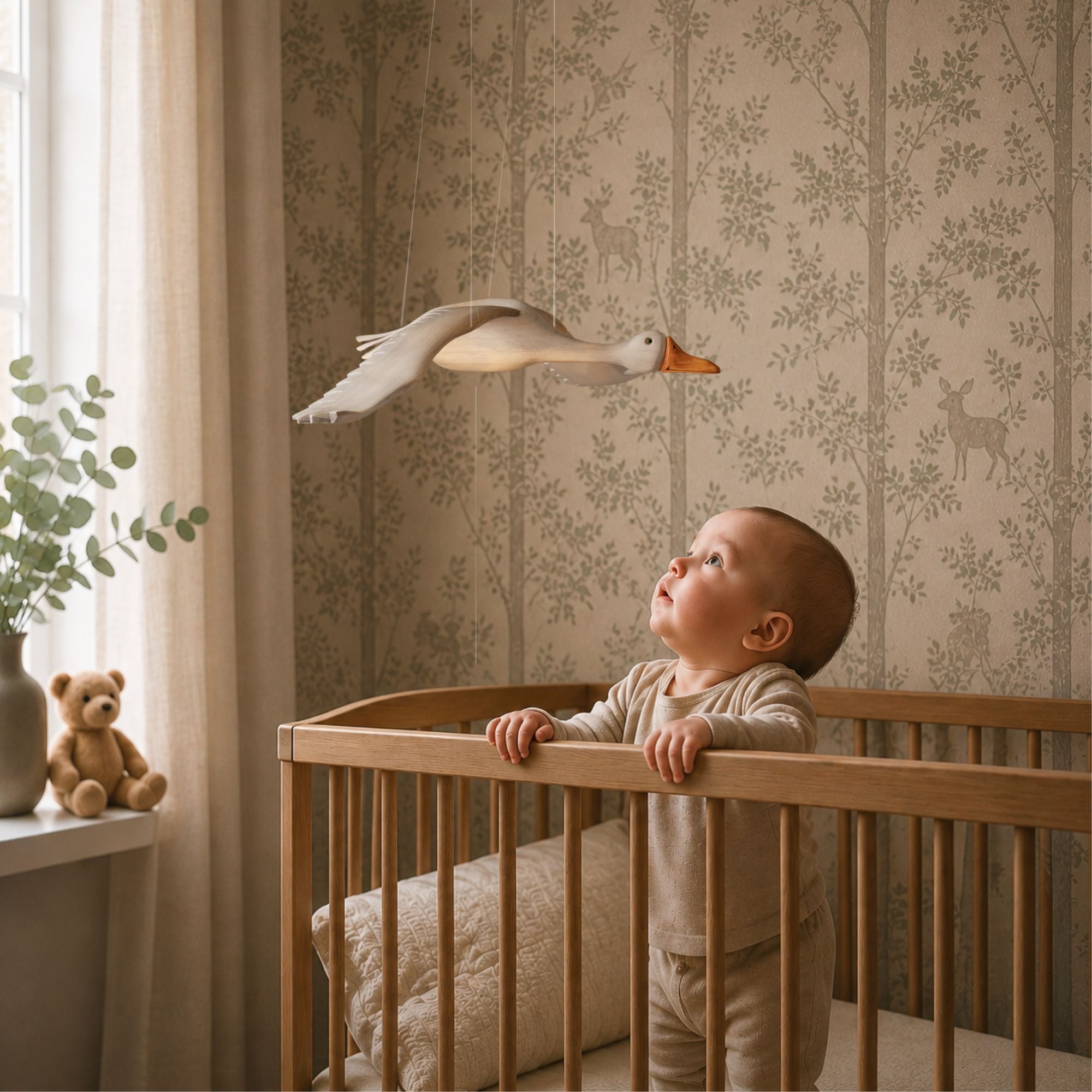 Handcrafted Wooden Goose Nursery Mobile